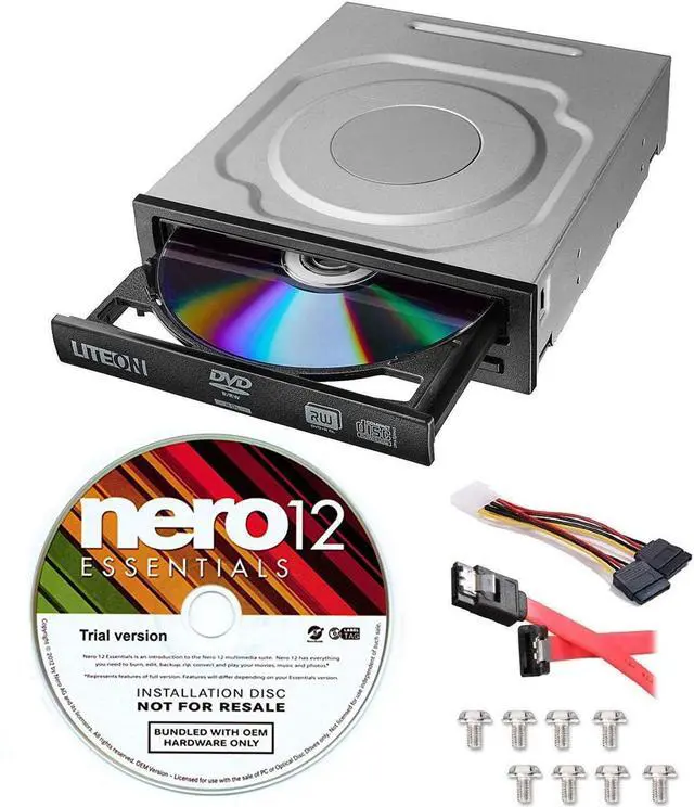 Alt view image 5 of 6 - Lite-On 24X SATA Internal DVD+/-RW Drive Optical Drive IHAS124-14 + Nero 12 Essentials Burning Software + Sata Cable Kit