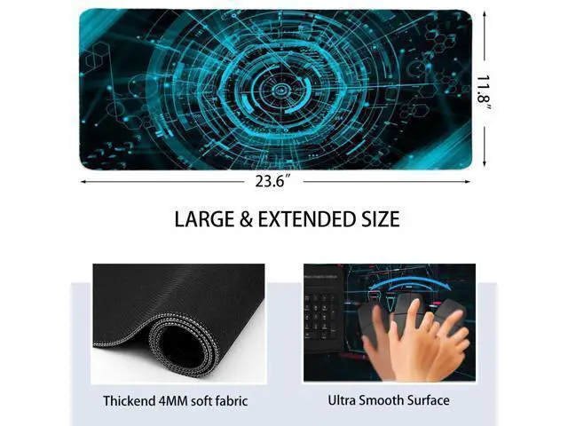 Alt view image 12 of 12 - RAMAHP Gaming Mouse Pad Large Keyboard Pad 23.6 x 11.8in Cyberpunk Geared Machinery Mouse Pad for Keyboard with Anti-Slip Rubber Base, Extended Desk Pad Keyboard Pad Mouse Mat Green