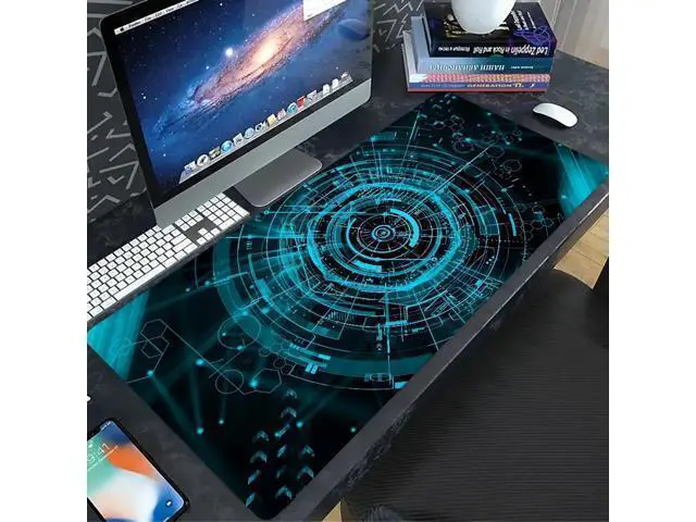 Alt view image 10 of 12 - RAMAHP Gaming Mouse Pad Large Keyboard Pad 23.6 x 11.8in Cyberpunk Geared Machinery Mouse Pad for Keyboard with Anti-Slip Rubber Base, Extended Desk Pad Keyboard Pad Mouse Mat Green