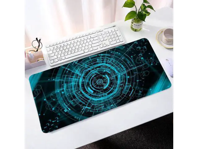 Alt view image 11 of 12 - RAMAHP Gaming Mouse Pad Large Keyboard Pad 23.6 x 11.8in Cyberpunk Geared Machinery Mouse Pad for Keyboard with Anti-Slip Rubber Base, Extended Desk Pad Keyboard Pad Mouse Mat Green
