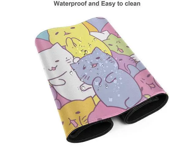Alt view image 11 of 14 - Kawaii Cats Gaming Mouse Pad XL Extended Large Mouse Mat Desk Pad Stitched Edges Mousepad Long Non-Slip Rubber Base Mice Pad 31.5 X 11.8 Inch