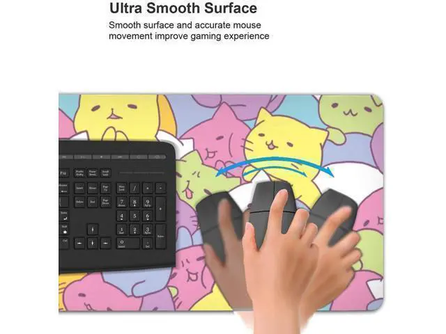 Alt view image 12 of 14 - Kawaii Cats Gaming Mouse Pad XL Extended Large Mouse Mat Desk Pad Stitched Edges Mousepad Long Non-Slip Rubber Base Mice Pad 31.5 X 11.8 Inch