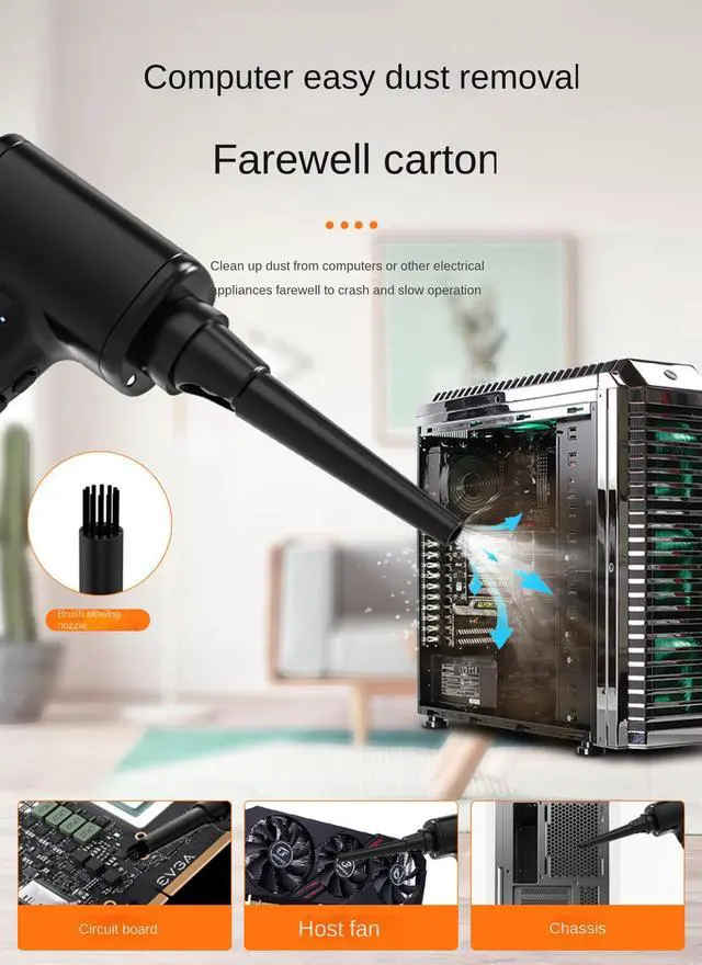 Alt view image 12 of 14 - Compressed Air Duster 51000RPM Electric Air Duster Compressed Air Cans Duster,Cordless Air Blower,9KPa Airflow Electric Blower,1-Gears Speed,6000mAh Battery,70W for Computer Keyboard Electronics Clean