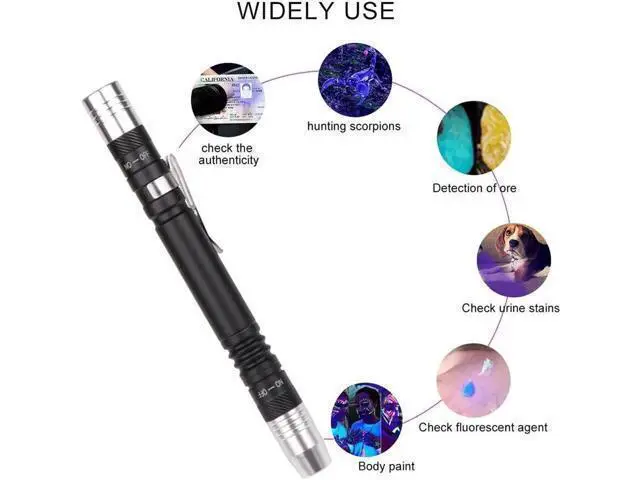 Alt view image 8 of 10 - 2 in 1 Mini UV LED Flashlight Pen Flashlight Multifunctional 395nm Ultra Violet Flashlight Purple White Light Torch