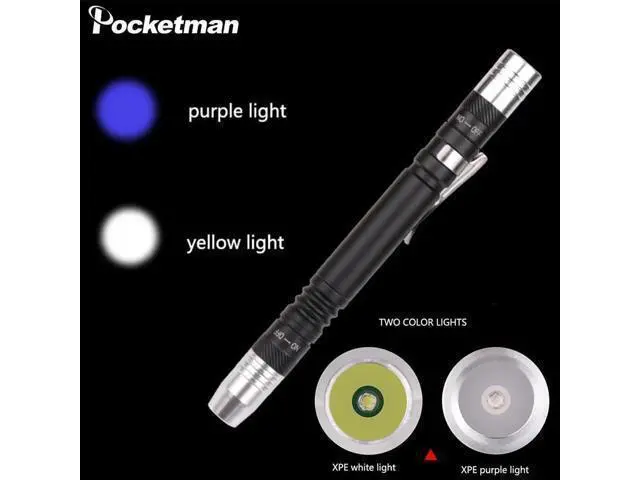 Alt view image 9 of 10 - 2 in 1 Mini UV LED Flashlight Pen Flashlight Multifunctional 395nm Ultra Violet Flashlight Purple White Light Torch