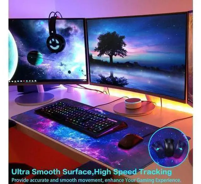 Alt view image 11 of 14 - Gaming Mouse Pad 31.5x15.7inch Large Extended Mousepad Big Computer Desk Mat for Keyboard and Mouse Full Desk Mouse Mat with Non-Slip & Rubber Base