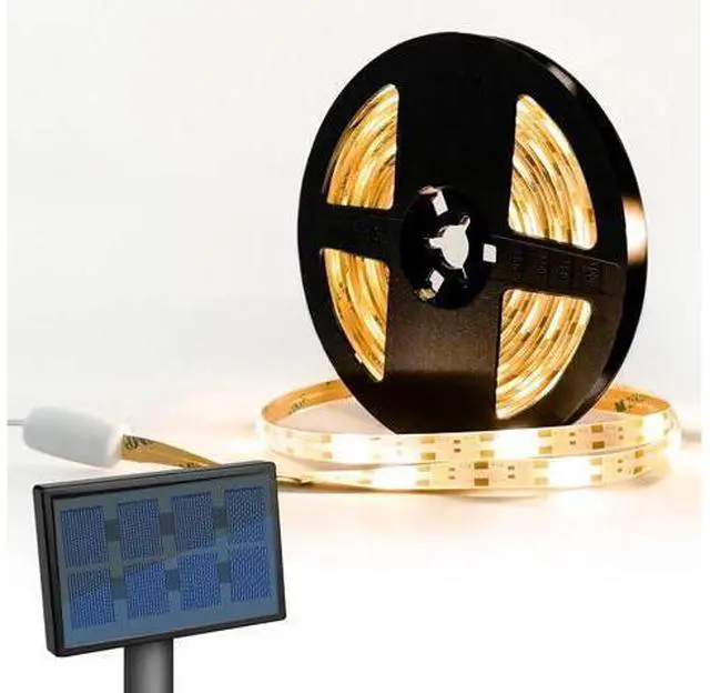Alt view image 6 of 10 - Solar LED Strip Lights 100 White LEDs Waterproof Outdoor Tape Light for Garden Pool Stair Driveway Halloween Decor