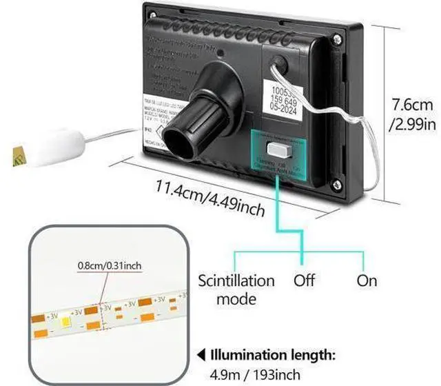 Alt view image 7 of 10 - Solar LED Strip Lights 100 White LEDs Waterproof Outdoor Tape Light for Garden Pool Stair Driveway Halloween Decor