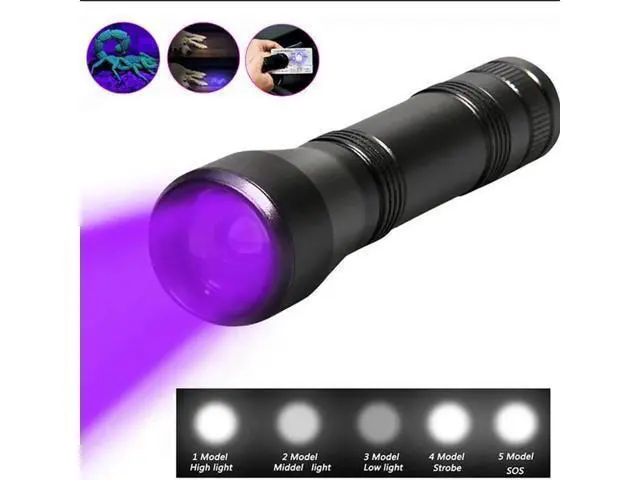 Alt view image 6 of 10 - LED UV Flashlight Ultraviolet Torch 395nm Ultra Violet Light Blacklight 18650 Battery Waterproof camping light Zoomable Torch