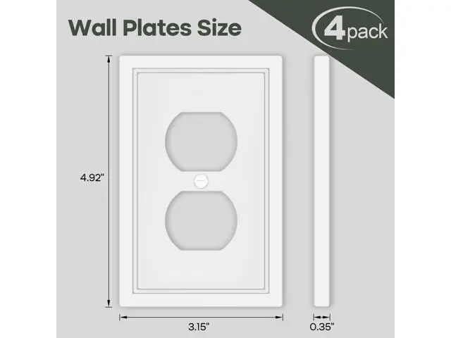 Alt view image 8 of 12 - White Decorative Outlet Cover Wall Plates Classic Switch Plates and Outlet Covers Natural Bamboo Fiber Wall Plates for Electrical Outlets Duplex Receptacle Cover - 4 Pack