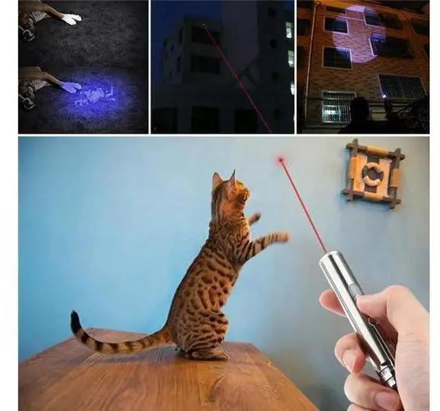 Alt view image 7 of 10 - 3 In 1 Laser Pointer LED Flashlight For Cats Pet Training Tool USB Rechargeable UV Flashlamp LED Flash Light Mini Lanterna Lamp
