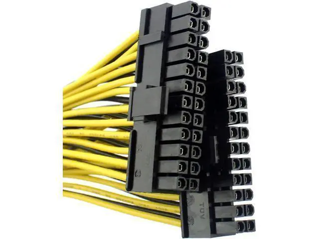 Alt view image 9 of 10 - 24P 20+4 Pin Dual PSU Power Supply Cable,18AWG ATX Motherboard Mainboard Adapter Connector Cable Mining Extension Cable - 20cm (2 Pcs)