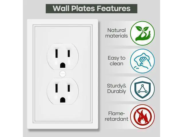 Alt view image 11 of 12 - White Decorative Outlet Cover Wall Plates Classic Switch Plates and Outlet Covers Natural Bamboo Fiber Wall Plates for Electrical Outlets Duplex Receptacle Cover - 4 Pack