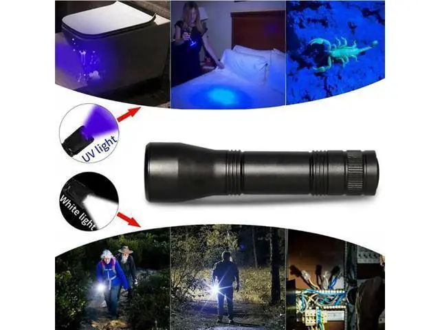 Alt view image 9 of 10 - LED UV Flashlight Ultraviolet Torch 395nm Ultra Violet Light Blacklight 18650 Battery Waterproof camping light Zoomable Torch