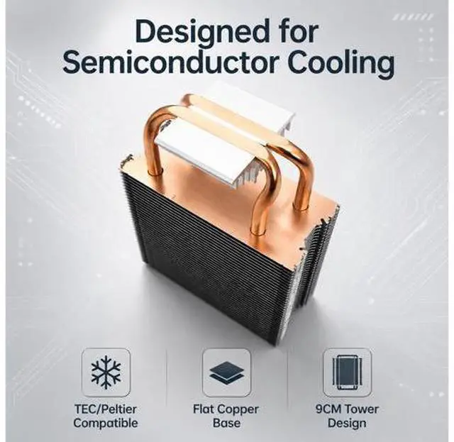Alt view image 8 of 12 - Copper Heat Pipe Heatsink for TEC Peltier Cooler Mini CPU Radiator for DIY Semiconductor Cooling