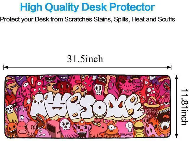 Alt view image 9 of 14 - Mouse Pad Extended Large Gaming Mouse Pad Graffiti Anime Mousepad Mouse Mat for Laptop, Computer & PC (A-31.5"x11.8")