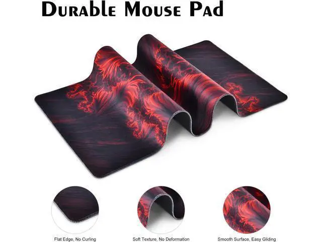Alt view image 8 of 12 - Gaming Mouse Pad Red Large Mouse Pad 31.5×15.75In Large Gaming Mouse Pads Long Big Mouse Pad XL Mouse Mat with Non-Slip Base Extended Keyboard Mousepad Flame Pattern (Black Red)