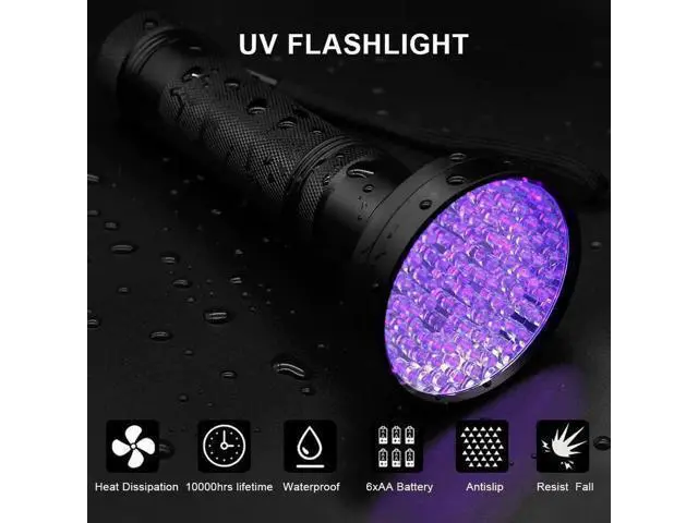 Alt view image 9 of 10 - High quality UV Light 51LED 21LED 100LED UV Light 395-400nm LED UV Flashlight torch light lamp safety UV detection