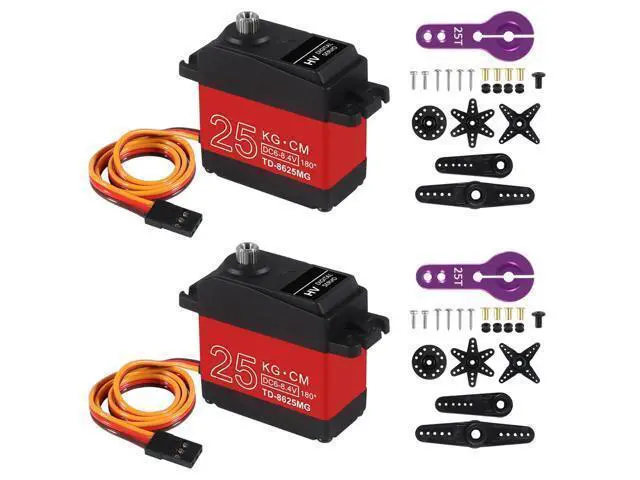 Alt view image 8 of 14 - anicorn 2PACK 25KG Servo Motor High Torque RC Servo Metal Gear Waterproof Full Metal Gear Steering Servo with 25T Servo Horn for Robotic DIY,RC car (Control Angle180°)