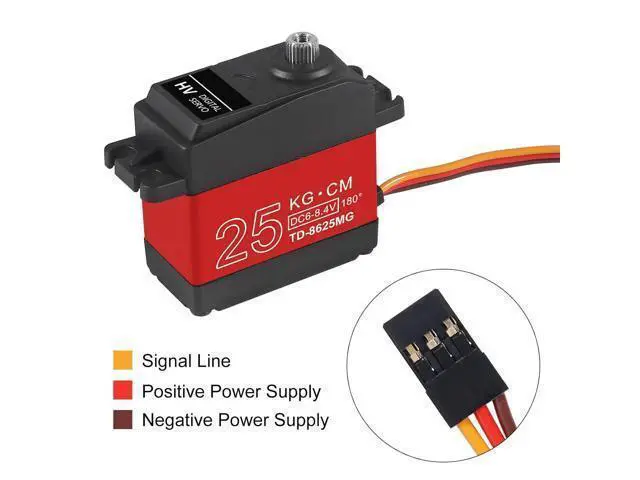 Alt view image 10 of 14 - anicorn 2PACK 25KG Servo Motor High Torque RC Servo Metal Gear Waterproof Full Metal Gear Steering Servo with 25T Servo Horn for Robotic DIY,RC car (Control Angle180°)