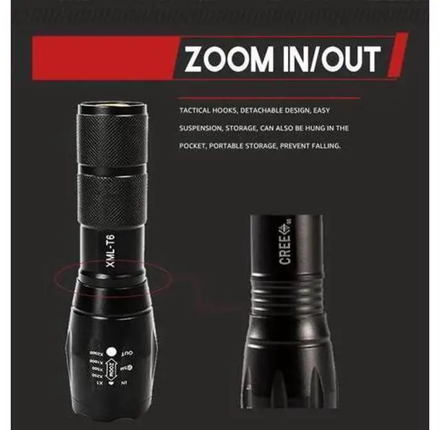 Alt view image 8 of 10 - Flashlight XML-T6 Tactical Flashlight Q5 Mini Torch Waterproof pocket Flashlight Outdoor Lighting UV Flashlight Scorpion