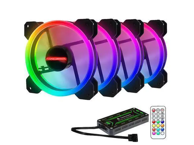 Alt view image 6 of 10 - Computer Case PC Cooling Fan RGB Adjust LED 120mm Quiet + IR Remote New computer Cooler Cooling RGB Case Fan CPU