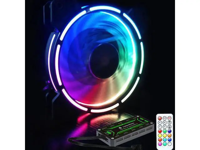 Alt view image 9 of 10 - Computer Case PC Cooling Fan RGB Adjust LED 120mm Quiet + IR Remote New computer Cooler Cooling RGB Case Fan CPU