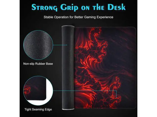 Alt view image 9 of 12 - Gaming Mouse Pad Red Large Mouse Pad 31.5×15.75In Large Gaming Mouse Pads Long Big Mouse Pad XL Mouse Mat with Non-Slip Base Extended Keyboard Mousepad Flame Pattern (Black Red)