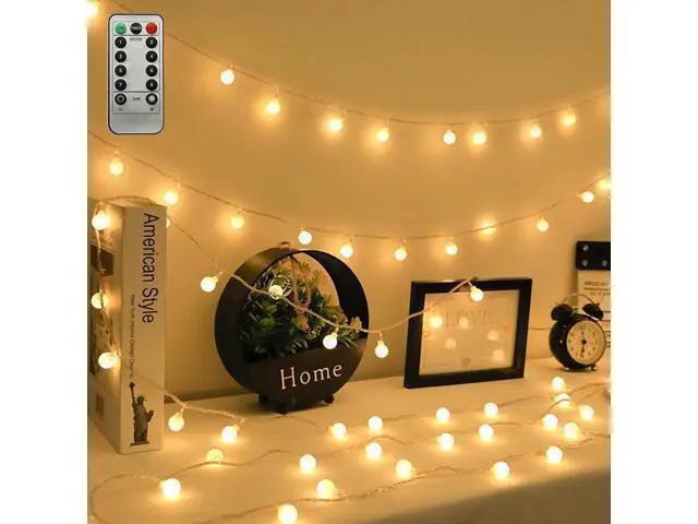Alt view image 8 of 14 - LED Ball String Lights 19.6FT 40LEDs Globe Waterproof Fairy String Lights with Remote Control USB Powered Decorations for Indoor Party Wedding Christmas Tree Patio Balcony Warm White