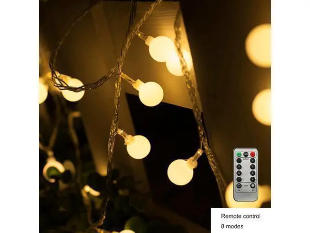 Alt view image 9 of 14 - LED Ball String Lights 19.6FT 40LEDs Globe Waterproof Fairy String Lights with Remote Control USB Powered Decorations for Indoor Party Wedding Christmas Tree Patio Balcony Warm White