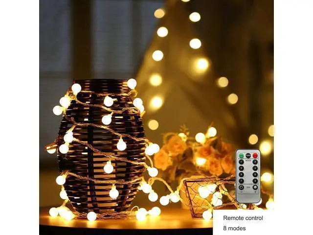 Alt view image 10 of 14 - LED Ball String Lights 19.6FT 40LEDs Globe Waterproof Fairy String Lights with Remote Control USB Powered Decorations for Indoor Party Wedding Christmas Tree Patio Balcony Warm White