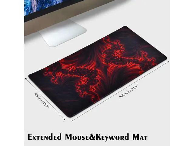 Alt view image 11 of 12 - Gaming Mouse Pad Red Large Mouse Pad 31.5×15.75In Large Gaming Mouse Pads Long Big Mouse Pad XL Mouse Mat with Non-Slip Base Extended Keyboard Mousepad Flame Pattern (Black Red)
