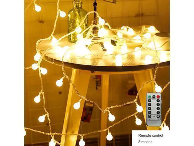Alt view image 13 of 14 - LED Ball String Lights 19.6FT 40LEDs Globe Waterproof Fairy String Lights with Remote Control USB Powered Decorations for Indoor Party Wedding Christmas Tree Patio Balcony Warm White