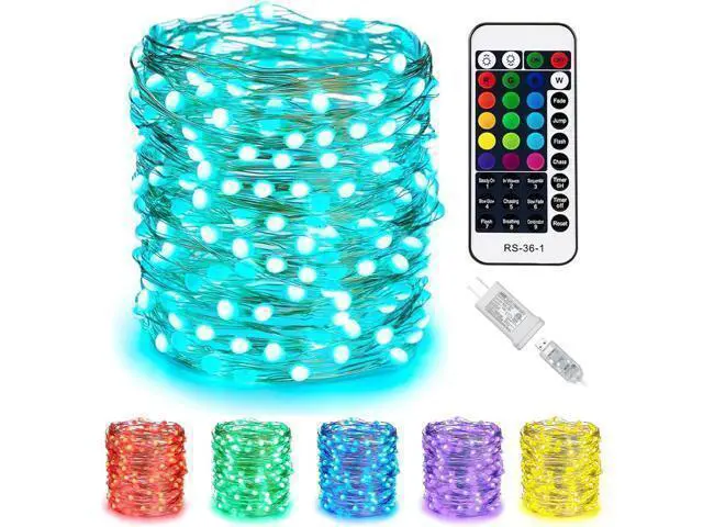 Alt view image 8 of 14 - Color Changing Fairy String Lights - 33 ft 100 LED USB Silver Wire Lights with Remote and Timer Starry Fairy Light for Bedroom Party Indoor Christmas Decoration 16 Colors Adapter Included