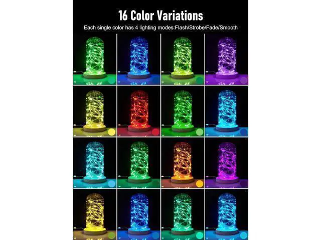 Alt view image 9 of 14 - Color Changing Fairy String Lights - 33 ft 100 LED USB Silver Wire Lights with Remote and Timer Starry Fairy Light for Bedroom Party Indoor Christmas Decoration 16 Colors Adapter Included