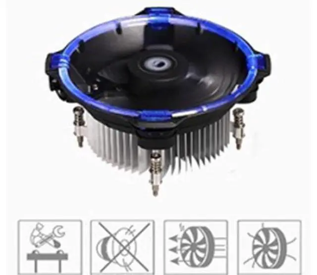Alt view image 9 of 14 - CPU Cooler Air Cooling Fan Heastink Silent Desktop PC Computer CPU Cooling Fan Cooler Heatsink Radiator 12cm 1000RPM - Blue