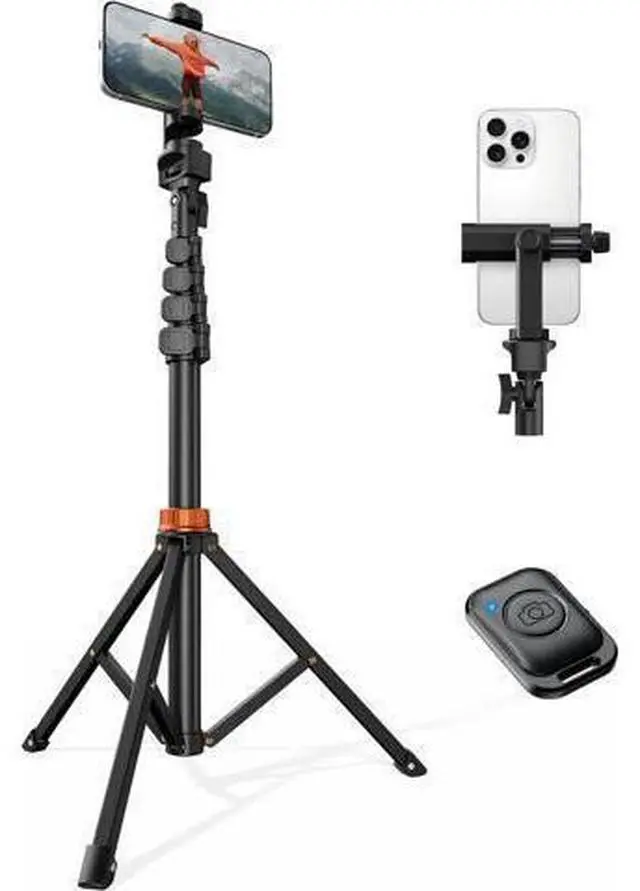 Alt view image 7 of 12 - VIMOSE 66 Phone Tripod Tripod for iPhone with Remote & Phone Stand Extendable Cell Phone Tripod for Video Recording Ultimate Tripod & Monopod Accessories for iPhone/Android Clamp Mount
