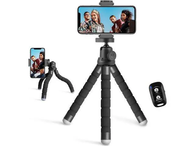 Alt view image 7 of 12 - Phone Tripod, Portable and Flexible Tripod with Wireless Remote and Clip, Cell Phone Tripod Stand for Video Recording(Black)