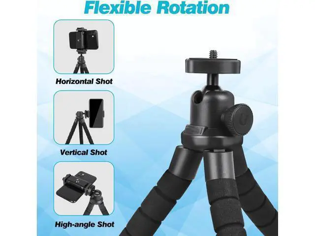 Alt view image 8 of 12 - Phone Tripod, Portable and Flexible Tripod with Wireless Remote and Clip, Cell Phone Tripod Stand for Video Recording(Black)