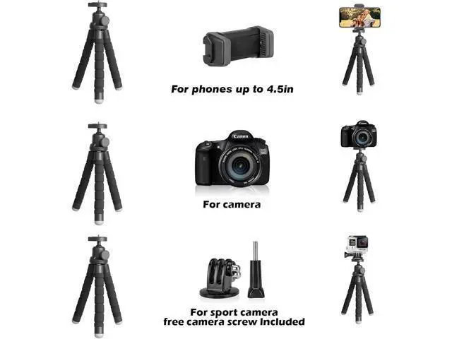 Alt view image 11 of 12 - Phone Tripod, Portable and Flexible Tripod with Wireless Remote and Clip, Cell Phone Tripod Stand for Video Recording(Black)