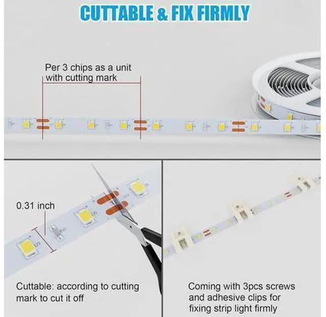 Alt view image 12 of 14 - Motion Activated LED Strip Lights 16.4ft LED Light Strip with Day or Night 2 Lighting Modes 3 Timing Off Modes Bright White 12v Plug-in LED Rope Lights for Under Cabinet Kitchen