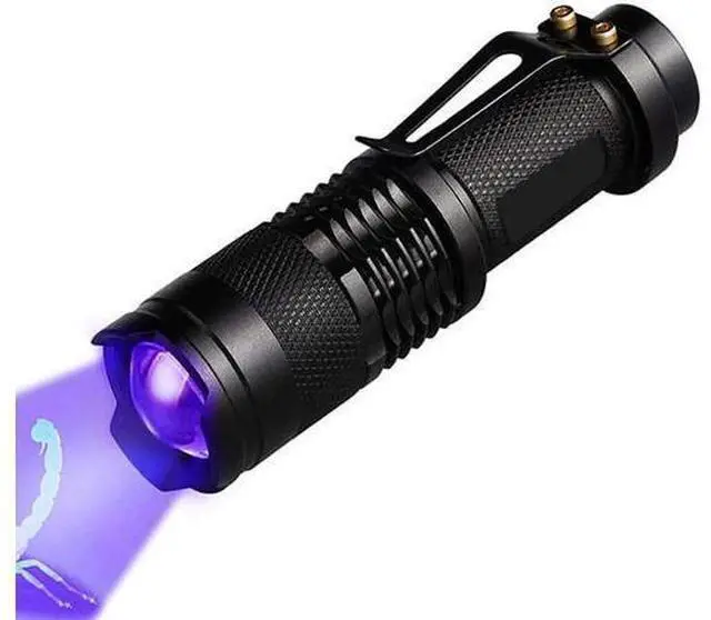 Alt view image 6 of 10 - Led UV 395NM Flashlight Torch Light Ultra Violet Light Purple light UV Lamp AA Battery For Marker Checker Detection