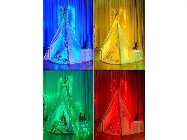 Alt view image 12 of 14 - Color Changing Fairy String Lights - 33 ft 100 LED USB Silver Wire Lights with Remote and Timer Starry Fairy Light for Bedroom Party Indoor Christmas Decoration 16 Colors Adapter Included