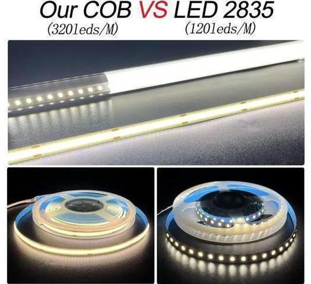 Alt view image 7 of 10 - COB LED Strip Lights Red DC12V 16.4ft/5M 320leds/M CRI90 Bright Flexible LED Tape Lights 8mm for Indoor Home Cabinet Bedroom Kitchen Stage Backlight DIY Lighting (Without Power Supply) (Red)