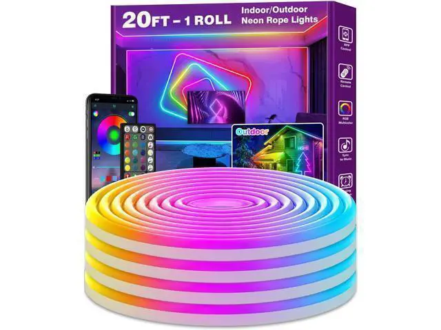 Alt view image 8 of 14 - 20Ft Neon Rope Lights Flexible Led Rope Lights Control with App/Remote Multiple Modes Music Sync Gaming RGB Led Neon Lights for Bedroom Outdoor