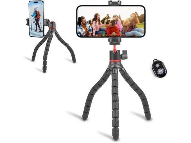 Alt view image 7 of 12 - Portable Phone Tripod with Wireless Remote and Clip Flexible Cell Phone Tripod Stand for Video Recording/Vlogging/Selfie