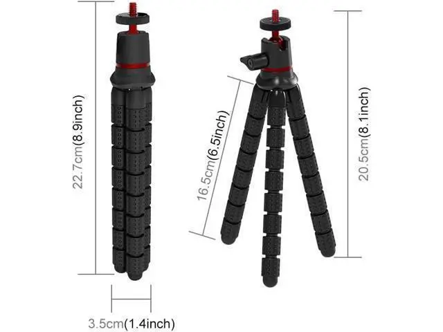 Alt view image 8 of 12 - Portable Phone Tripod with Wireless Remote and Clip Flexible Cell Phone Tripod Stand for Video Recording/Vlogging/Selfie