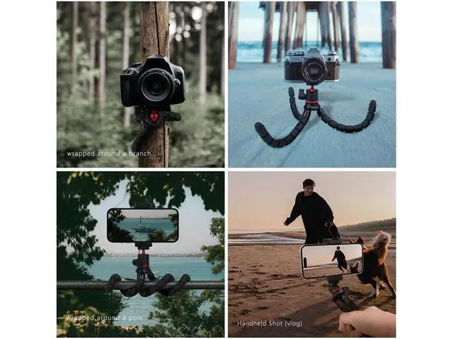 Alt view image 11 of 12 - Portable Phone Tripod with Wireless Remote and Clip Flexible Cell Phone Tripod Stand for Video Recording/Vlogging/Selfie