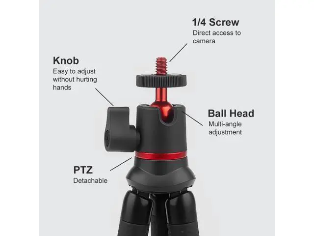 Alt view image 9 of 12 - Portable Phone Tripod with Wireless Remote and Clip Flexible Cell Phone Tripod Stand for Video Recording/Vlogging/Selfie