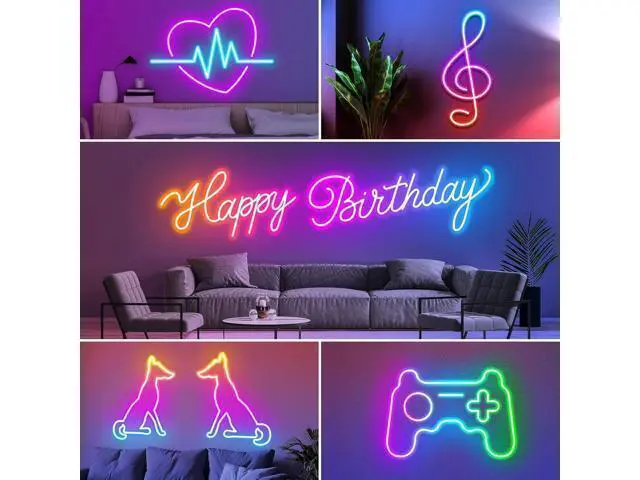 Alt view image 11 of 14 - 20Ft Neon Rope Lights Flexible Led Rope Lights Control with App/Remote Multiple Modes Music Sync Gaming RGB Led Neon Lights for Bedroom Outdoor